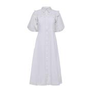 Violette Ankel Broderi Kjole - Bright White