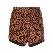 Oransje Grafisk Print Shorts