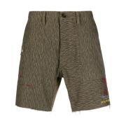 Brun Stripet Bomullsshorts