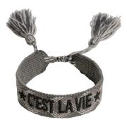 Woven Friendship Bracelet - C`est LA VIE Charcoal