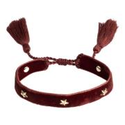 Velvet Friendship Bracelet Thin W/Star Stud Mahogany