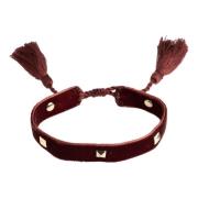 Velvet Friendship Bracelet Thin W/Stud Mahogany