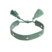 Woven Friendship Bracelet Thin W/Star Stud - Ocean