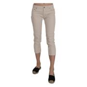 Beige Low-Rise Skinny Cropped Bukser