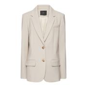 Light Beige Joseph Jackie Jacker Tailor Wool Blazers