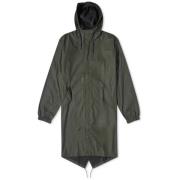 Grønn Fishtail Parka med Asymmetrisk Hem