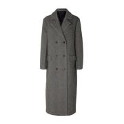 Klassisk Victoria Wool Coat - Svart Herringbone