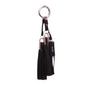 Leather Twin Tassel Nappa Black W/Silver