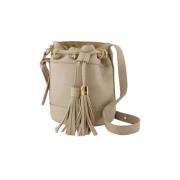 Beige Crossbody Veske - Glatt kalveskinn