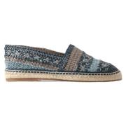 Blå Grått Skinn Buffalo Espadrille Sko