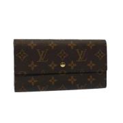 Pre-owned Brunt lerret Louis Vuitton lommebok