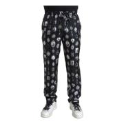 Religiøst Print Silke Joggers