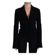 Svart knapp cardigan blazer viskose jakke