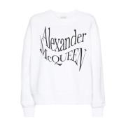 Hvit Crewneck Sweatshirt med Logo Print