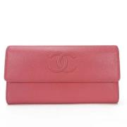 Pre-owned Rosa skinn Chanel lommebok