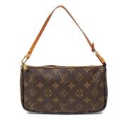 Pre-owned Brunt lerret Louis Vuitton Clutch tilbehor