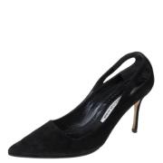 Pre-owned Svart semsket skinn Manolo Blahnik haeler