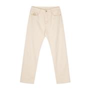 Beige Denim Jeans med Diamond Dollar Broderi