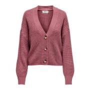 Rosa V-Hals Cardigan for Kvinner