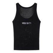 Sort Strikket Singlet Topp med Logo