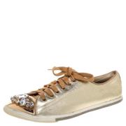 Pre-owned Gull skinn Miu Miu joggesko