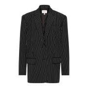 Sort Pinstripe Oversized Blazer Jakke