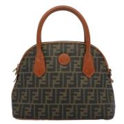 Pre-owned Brunt lerret Fendi veske