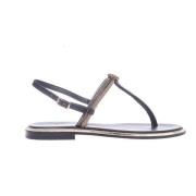 Svarte og gull Rhinestone Flip Flops