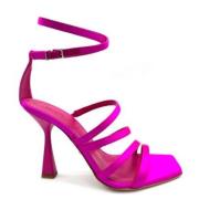 Fuchsia Satin High Heel Sandaler