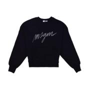 Svart Logo og Rhinestone Sweatshirt