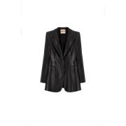 Sort Faux Skinn Blazer