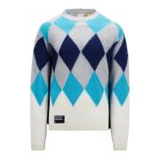 Argyle Crew Neck Wool Cashmere Sweater