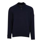 Bomull Half Zip Navy Genser