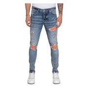 Oransje Ripped Biker Jeans