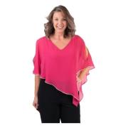 Fuchsia Asymmetrisk Tunika Top med Rhinestones