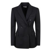 Sort dobbeltspent ull-blazer