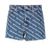 Logo Print Denim Shorts