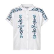 Mya Bluse med Broderte Detaljer