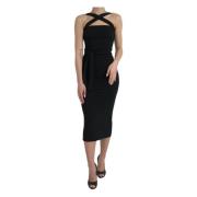 Sort Sheath Halter Midi Kjole