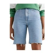 Høy Midje Bermuda Denim Shorts