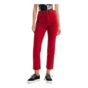 Bordeaux Plain Jeans Glidelås Knappelukking