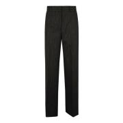 Svart Pinstripe Wide-Leg Bukser Aw23