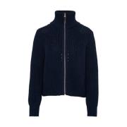 Chunky Navy Cardigan med glidelås foran