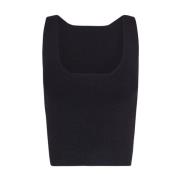 Svart Silke Tussah Tank Top