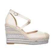 Flettet kile sandal med strass