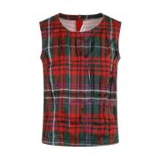 Multifarget Tartan Plissert Topp