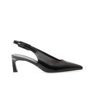 Rosa Slingback Pumps Skinn Tynn Hæl