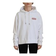 Hvit Logo Patch Hettegenser Sweatshirt