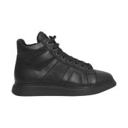 Svart Skinn High-Top Sneakers Logo