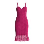 Fuchsia Macramè Midi Kjole